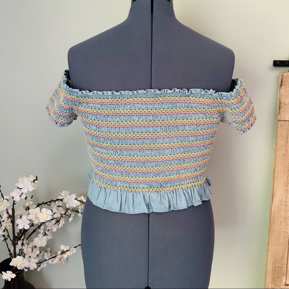 Forever 21+ Smocked Off Shoulder Crop NWT Size 1X - Picture 4 of 5